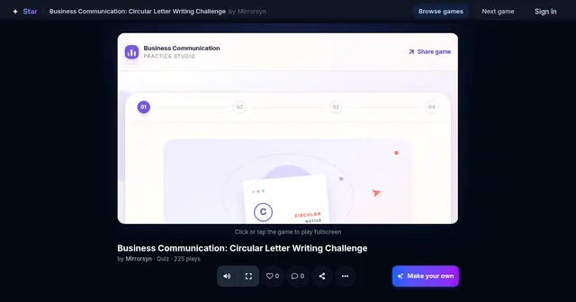 Screenshot of Circular Letter Writing Challenge